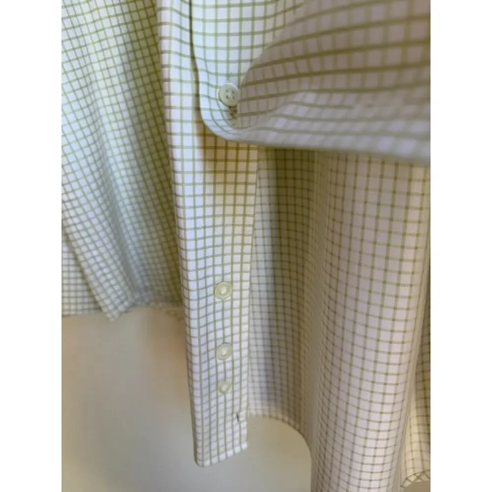 Banana Republic Men’s Green Check Button Down Shirt Size Large 16-16.5